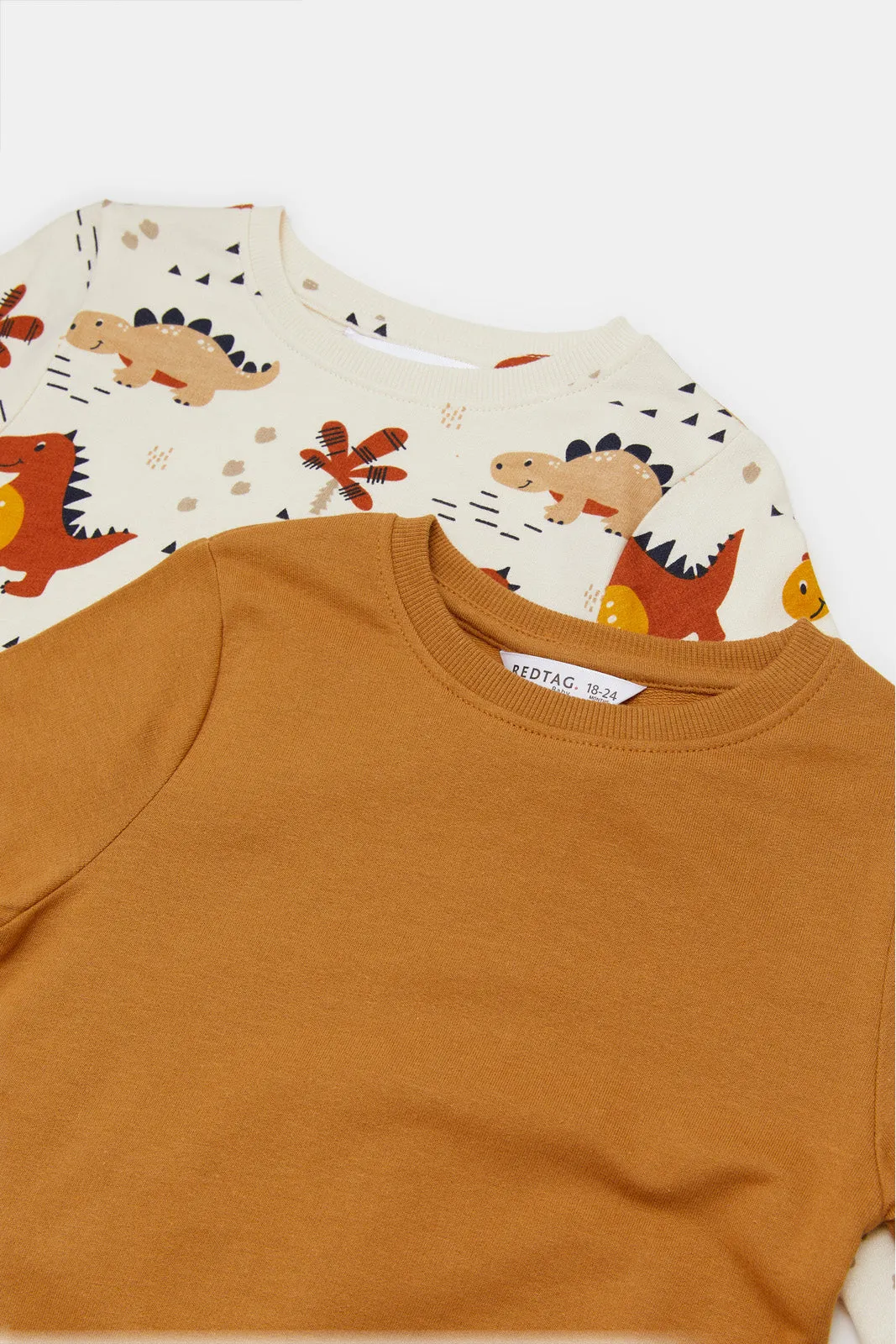 Infant Boys White And Orange Sweatshirt Set (2 Piece)