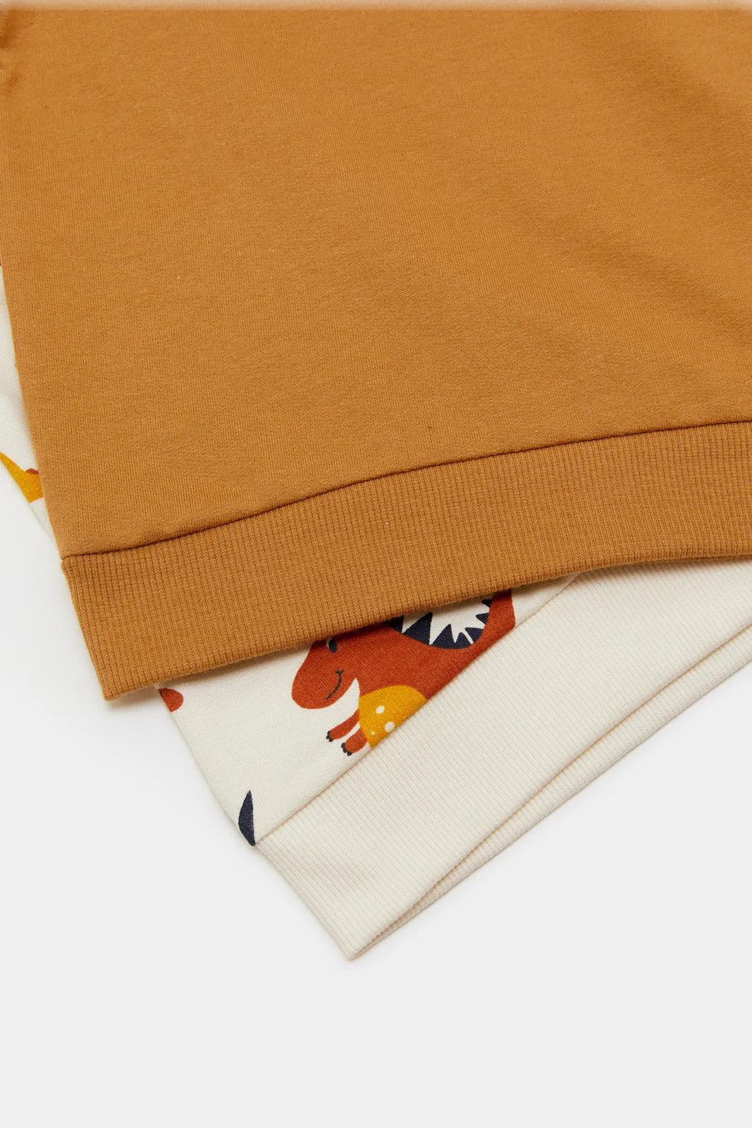 Infant Boys White And Orange Sweatshirt Set (2 Piece)