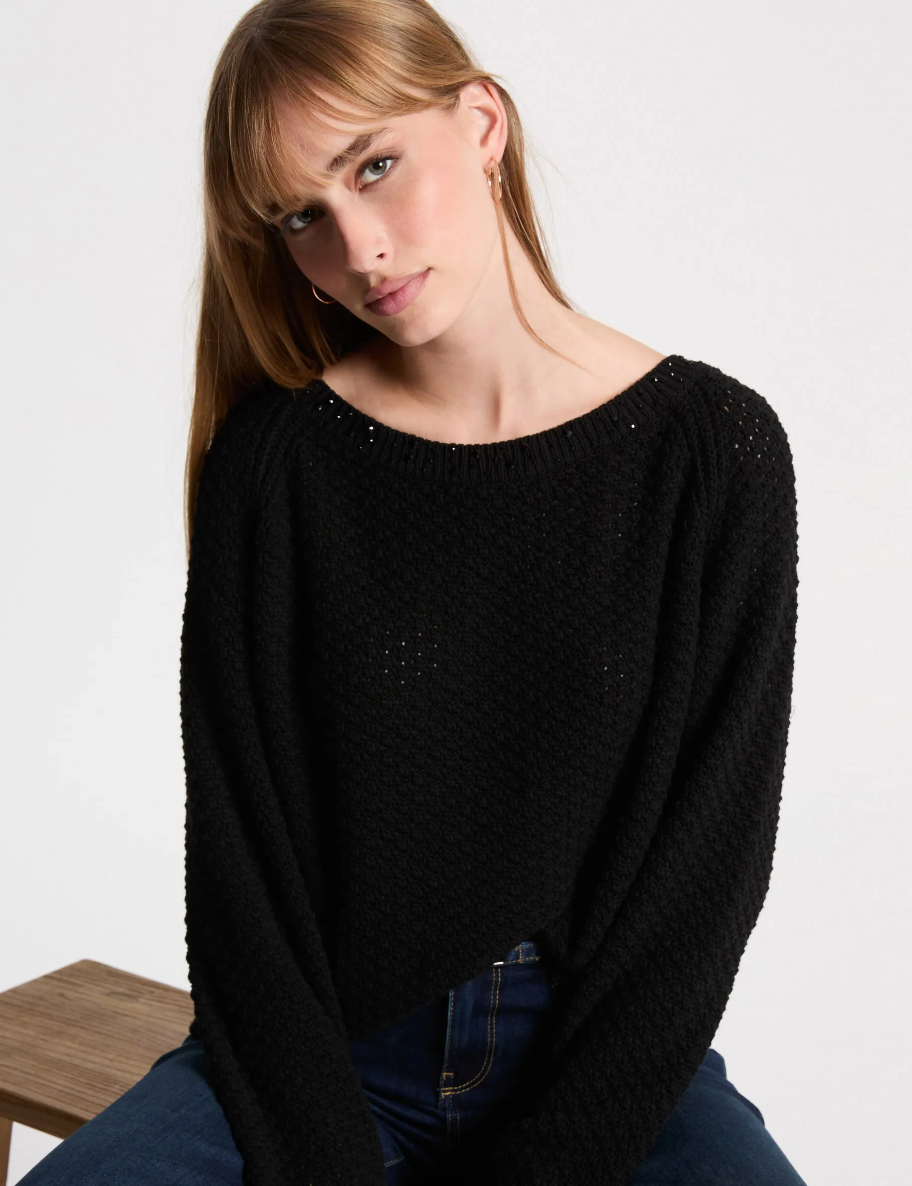 Jumper with boat neck black women