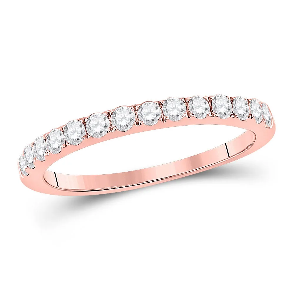 Keene Jewelers 10kt Rose Gold Womens Round Diamond Wedding Single Row Band 1/2 Cttw