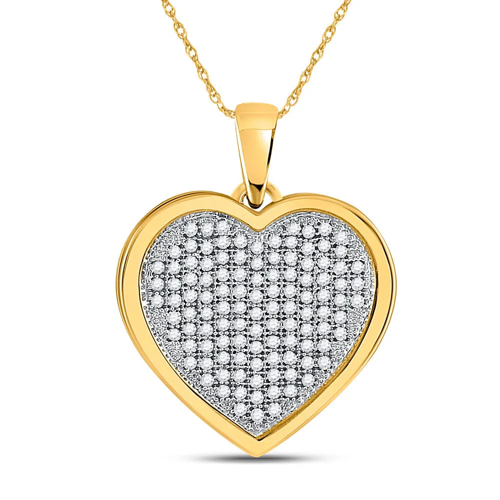 Keene Jewelers 10kt Yellow Gold Womens Round Diamond Cluster Heart Pendant 1/3 Cttw