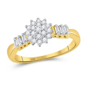 Keene Jewelers 10kt Yellow Gold Womens Round Diamond Cluster Ring 1/4 Cttw