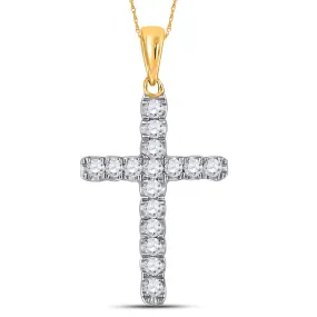 Keene Jewelers 10kt Yellow Gold Womens Round Diamond Cross Pendant 1/4 Cttw