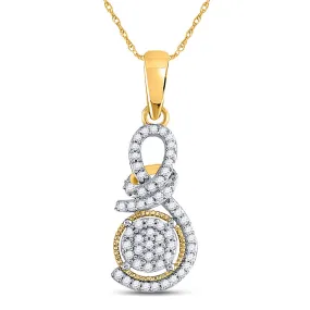 Keene Jewelers 10kt Yellow Gold Womens Round Diamond Curl Cluster Pendant 1/6 Cttw