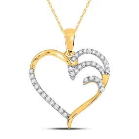 Keene Jewelers 10kt Yellow Gold Womens Round Diamond Heart Pendant 1/6 Cttw