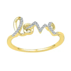 Keene Jewelers 10kt Yellow Gold Womens Round Diamond Love Band Ring 1/12 Cttw