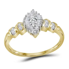 Keene Jewelers 10kt Yellow Gold Womens Round Diamond Marquise-shape Cluster Ring 1/4 Cttw