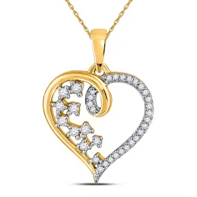 Keene Jewelers 10kt Yellow Gold Womens Round Diamond Scattered Heart Pendant 1/8 Cttw