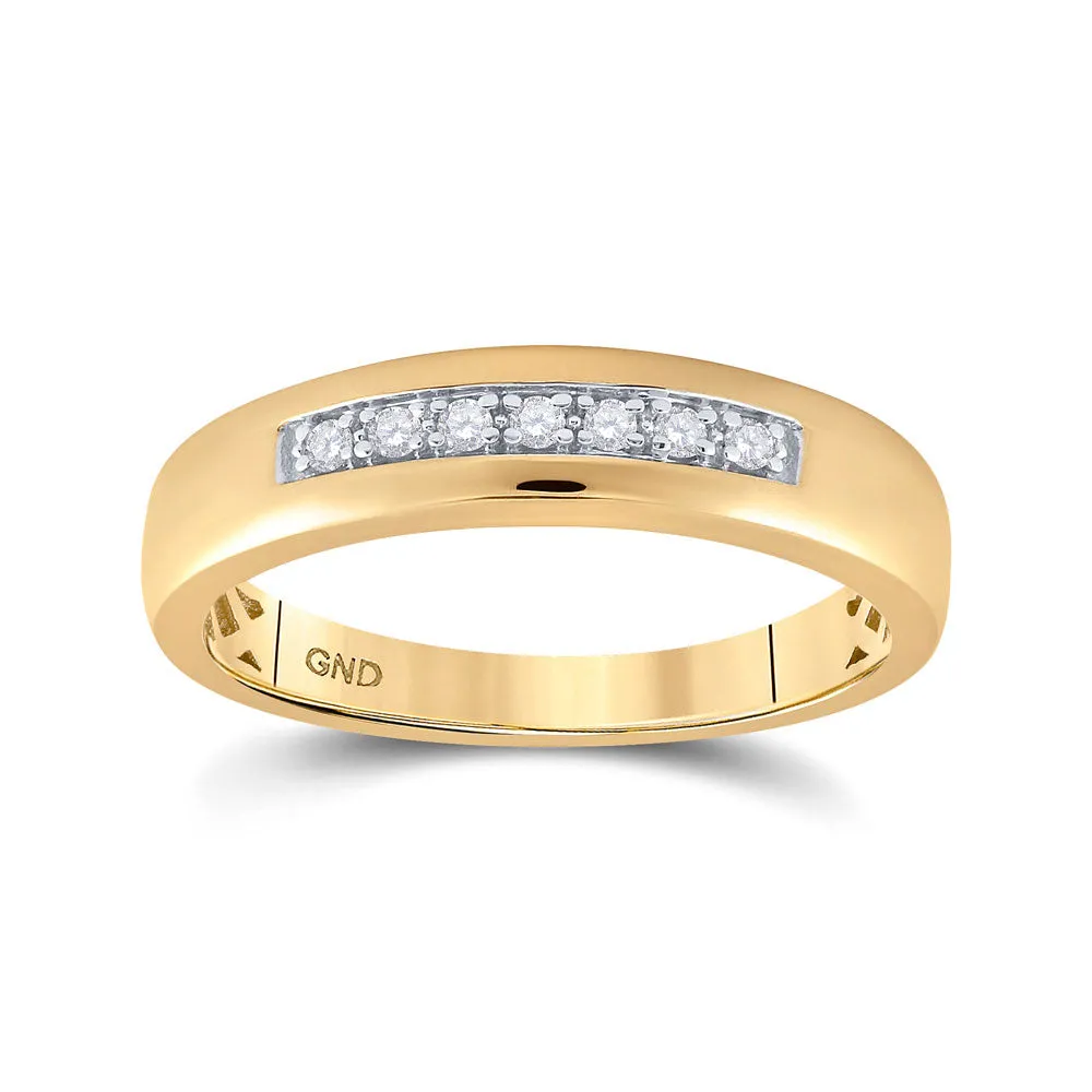 Keene Jewelers 10kt Yellow Gold Womens Round Diamond Single Row Wedding Band 1/10 Cttw