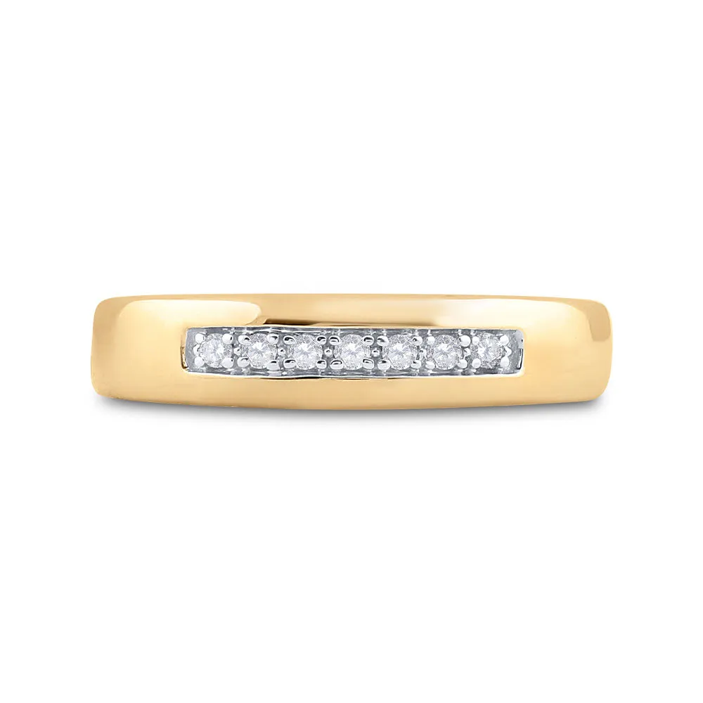 Keene Jewelers 10kt Yellow Gold Womens Round Diamond Single Row Wedding Band 1/10 Cttw