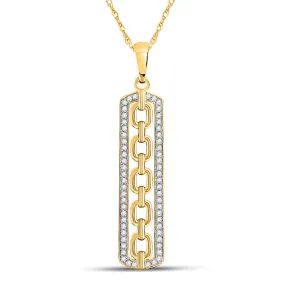 Keene Jewelers 10kt Yellow Gold Womens Round Diamond Vertical Chain Link Bar Pendant 1/4 Cttw