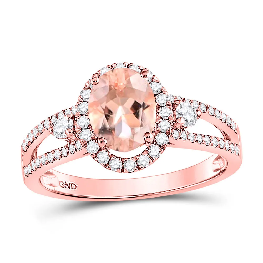 Keene Jewelers 14kt Rose Gold Womens Oval Morganite Solitaire Ring 1-3/8 Cttw