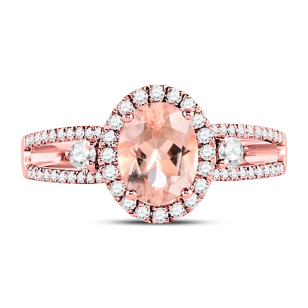 Keene Jewelers 14kt Rose Gold Womens Oval Morganite Solitaire Ring 1-3/8 Cttw