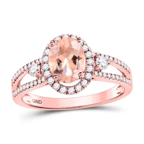 Keene Jewelers 14kt Rose Gold Womens Oval Morganite Solitaire Ring 1-3/8 Cttw