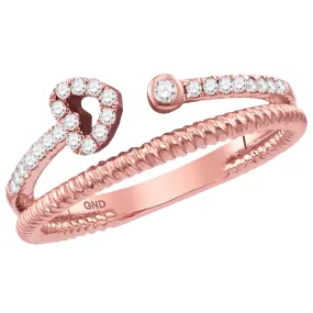 Keene Jewelers 14kt Rose Gold Womens Round Diamond Heart Stackable Band Ring 1/6 Cttw