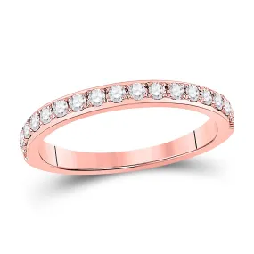 Keene Jewelers 14kt Rose Gold Womens Round Diamond Wedding Single Row Band 1/3 Cttw