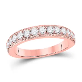 Keene Jewelers 14kt Rose Gold Womens Round Diamond Wedding Single Row Band 3/4 Cttw