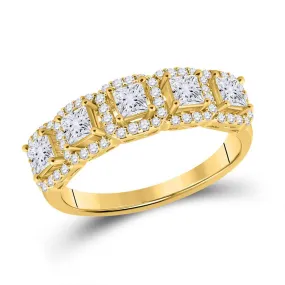 Keene Jewelers 14kt Yellow Gold Womens Princess Diamond 5-Stone Anniversary Ring 1 Cttw