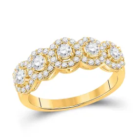 Keene Jewelers 14kt Yellow Gold Womens Round Diamond 5-Stone Anniversary Ring 1 Cttw