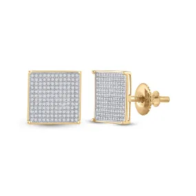 Keene Jewelers 14kt Yellow Gold Womens Round Diamond Square Earrings 7/8 Cttw