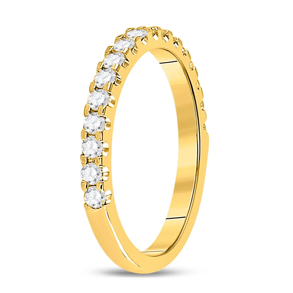 Keene Jewelers 14kt Yellow Gold Womens Round Diamond Wedding Machine-Set Band 1/2 Cttw