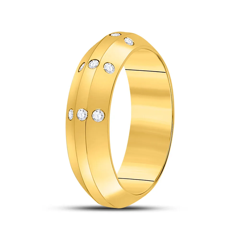 Keene Jewelers 14kt Yellow Gold Womens Round Diamond Wedding Machine-Set Band 1/6 Cttw