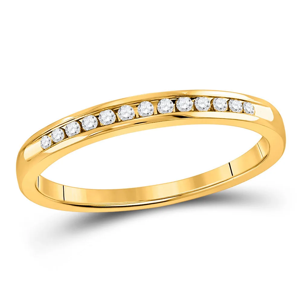 Keene Jewelers 14kt Yellow Gold Womens Round Diamond Wedding Single Row Band 1/10 Cttw