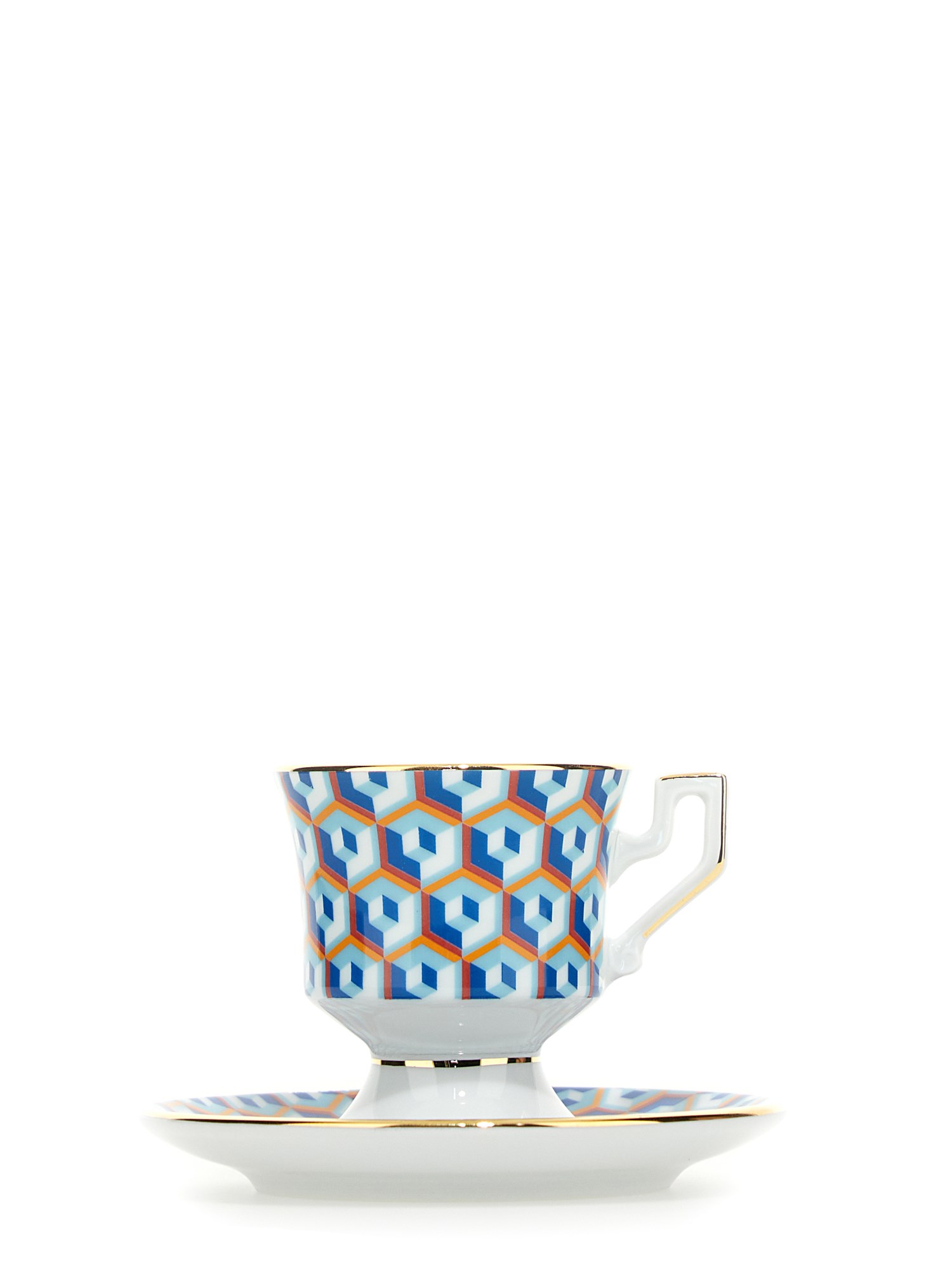 LA DOUBLEJ    SET OF FOUR ESPRESSO CUP WITH SAUCER PRINT CUBES MIX