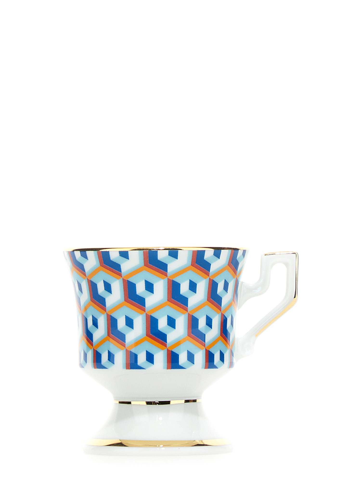 LA DOUBLEJ    SET OF FOUR ESPRESSO CUP WITH SAUCER PRINT CUBES MIX