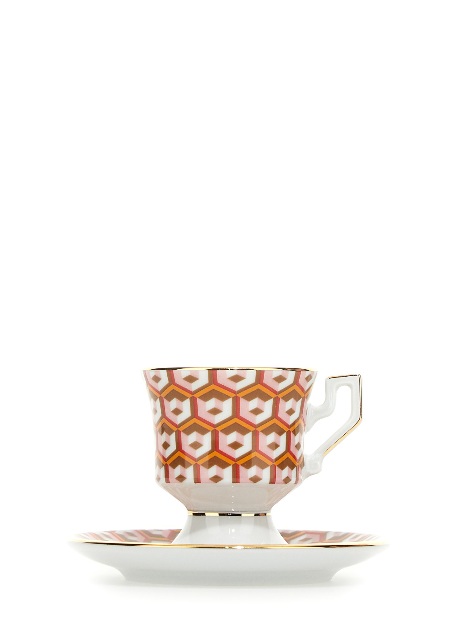 LA DOUBLEJ    SET OF FOUR ESPRESSO CUP WITH SAUCER PRINT CUBES MIX