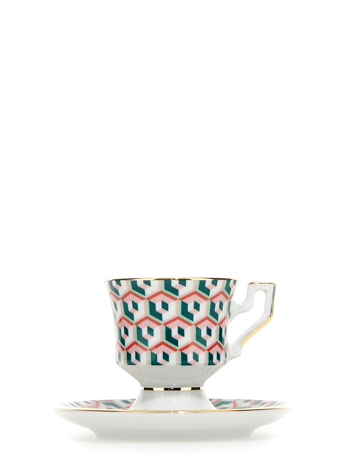 LA DOUBLEJ    SET OF FOUR ESPRESSO CUP WITH SAUCER PRINT CUBES MIX