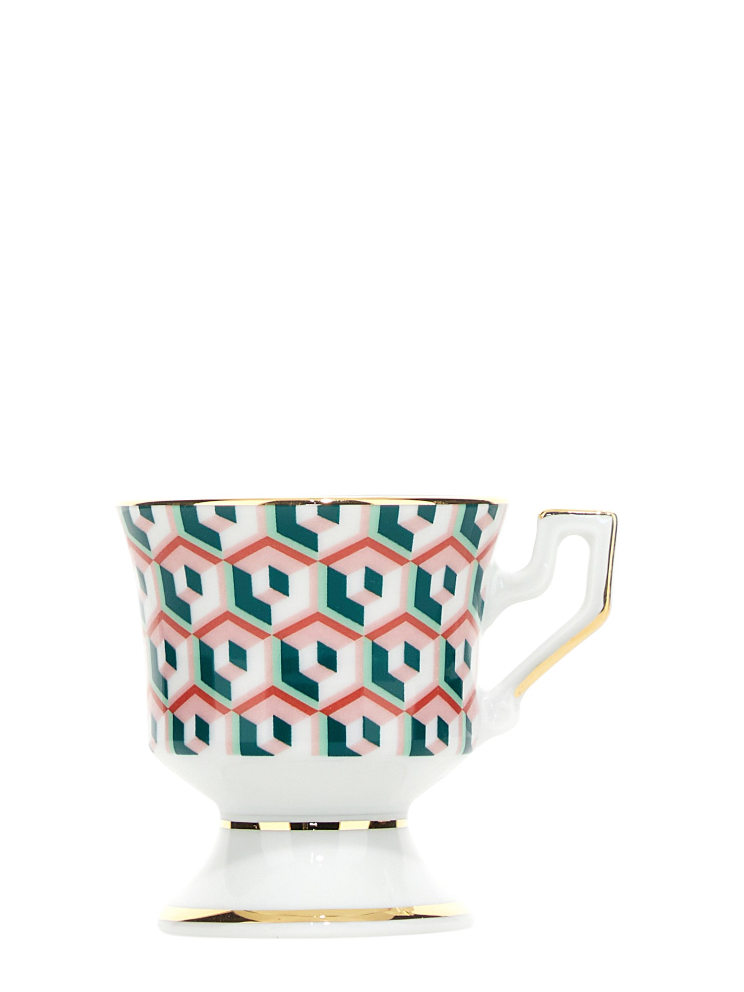 LA DOUBLEJ    SET OF FOUR ESPRESSO CUP WITH SAUCER PRINT CUBES MIX