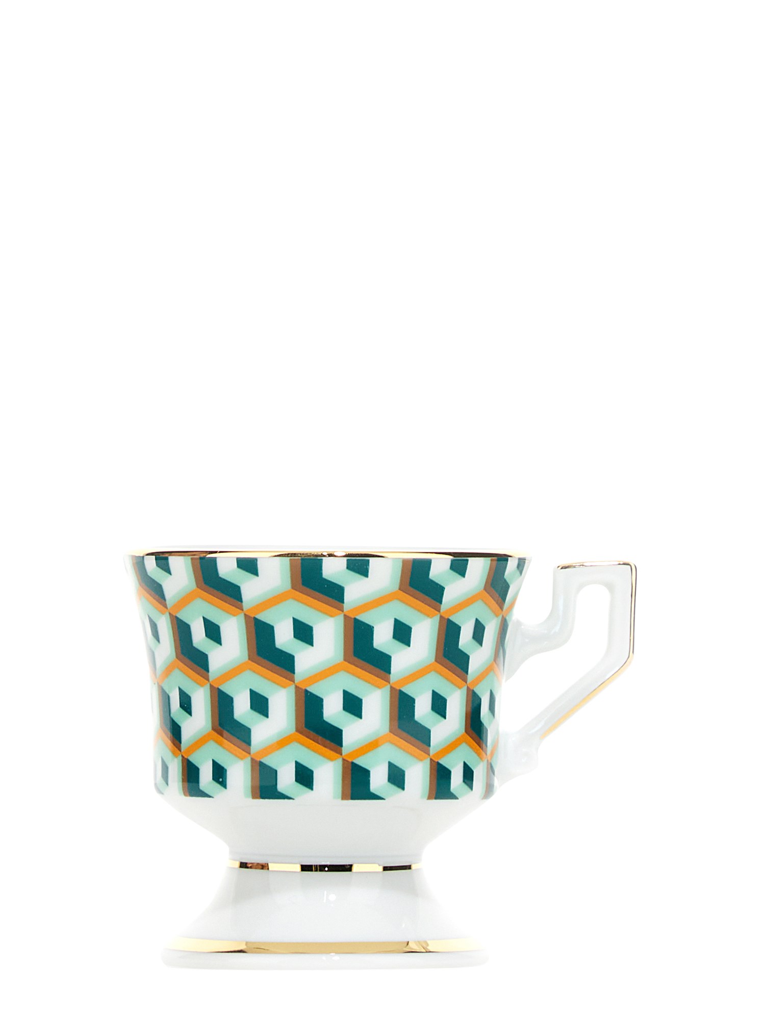 LA DOUBLEJ    SET OF FOUR ESPRESSO CUP WITH SAUCER PRINT CUBES MIX