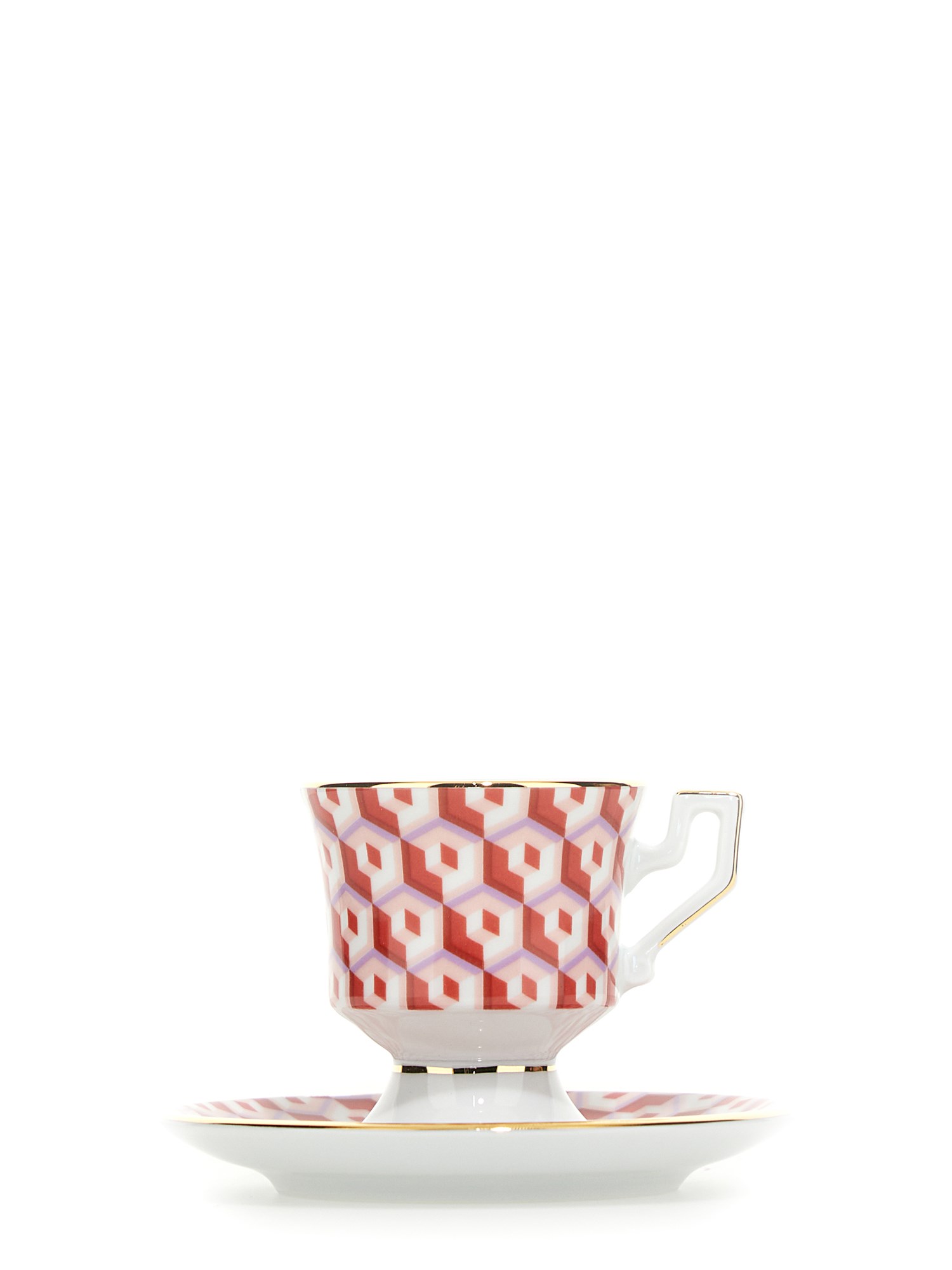 LA DOUBLEJ    SET OF FOUR ESPRESSO CUP WITH SAUCER PRINT CUBES MIX