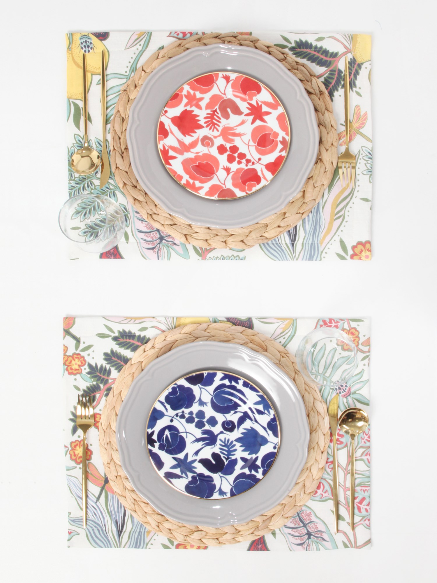 LA DOUBLEJ    SET OF SIX PORCELAIN DESSERT PLATE WITH WILDBIRD PRINT