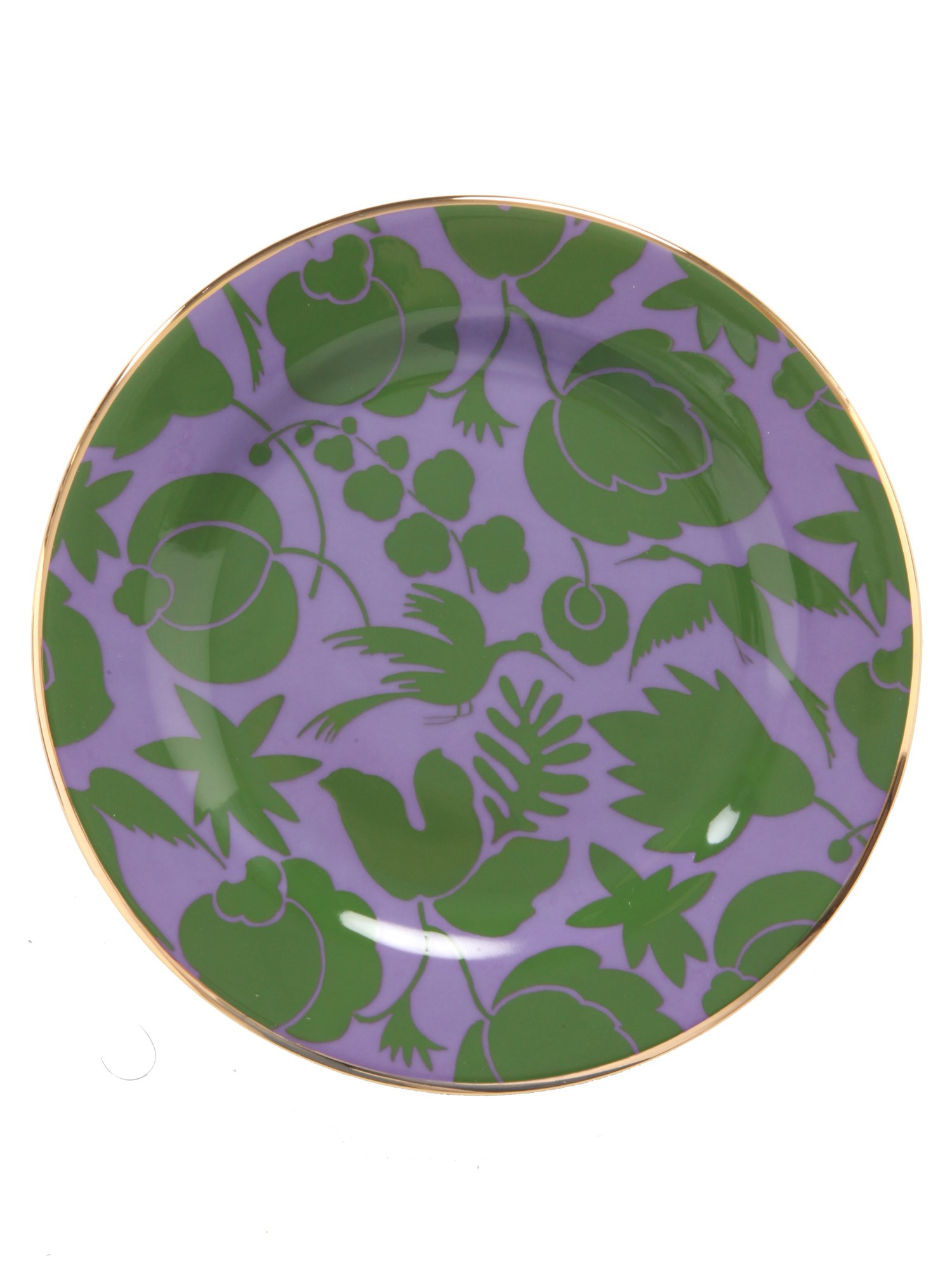 LA DOUBLEJ    SET OF SIX PORCELAIN DESSERT PLATE WITH WILDBIRD PRINT