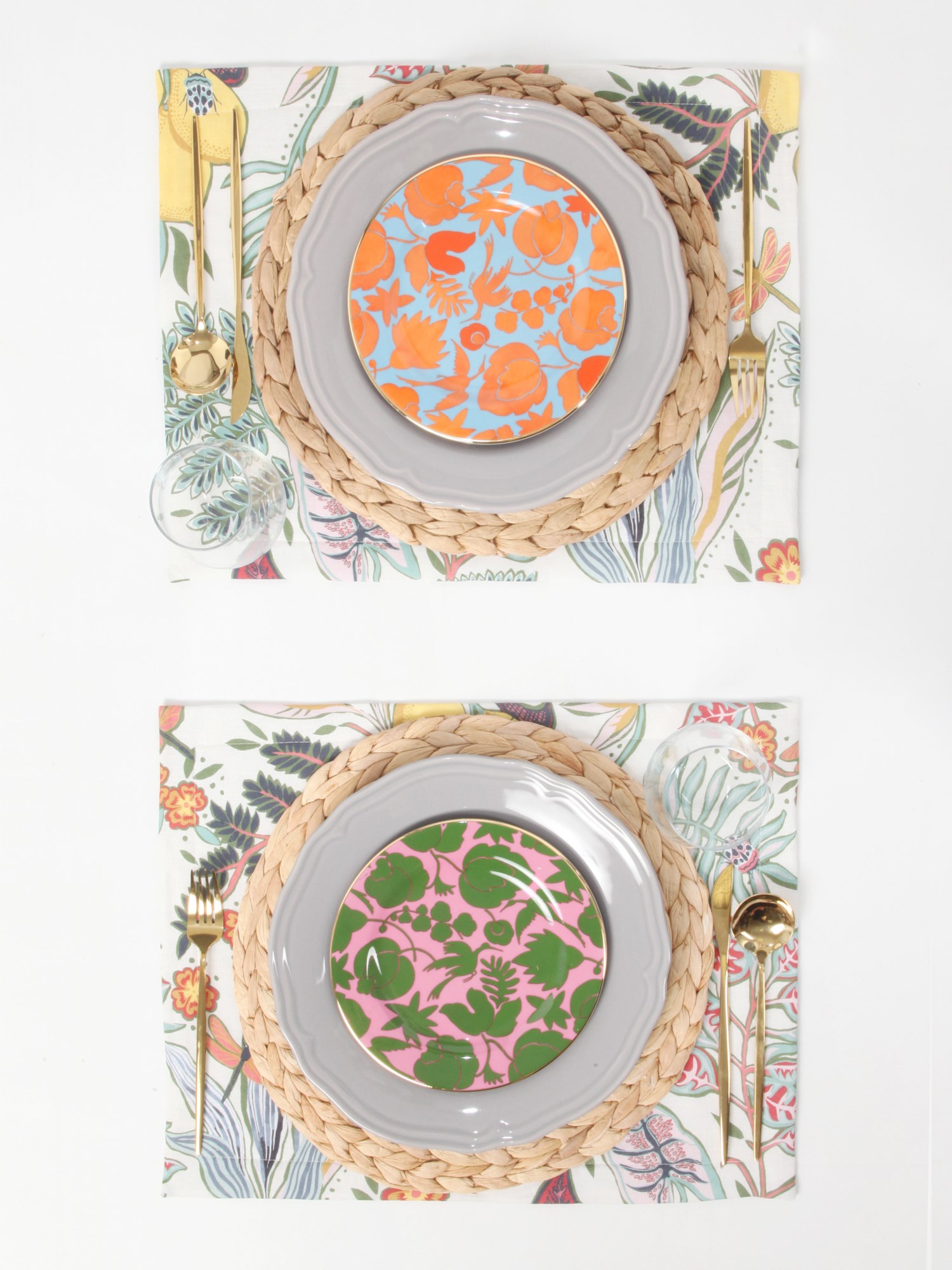 LA DOUBLEJ    SET OF SIX PORCELAIN DESSERT PLATE WITH WILDBIRD PRINT