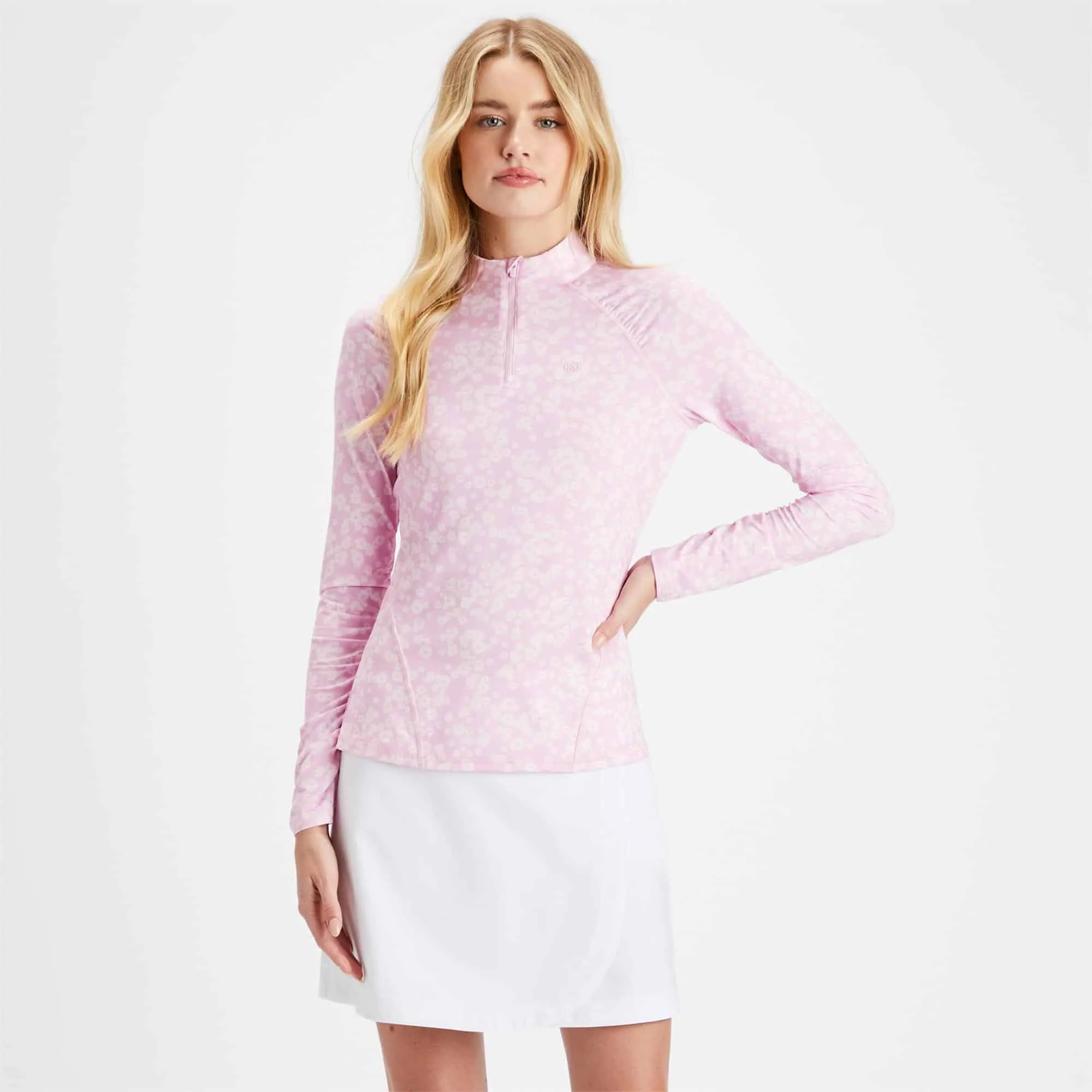 Ladies G/FORE Floral Quarter Zip Jersey Lilac