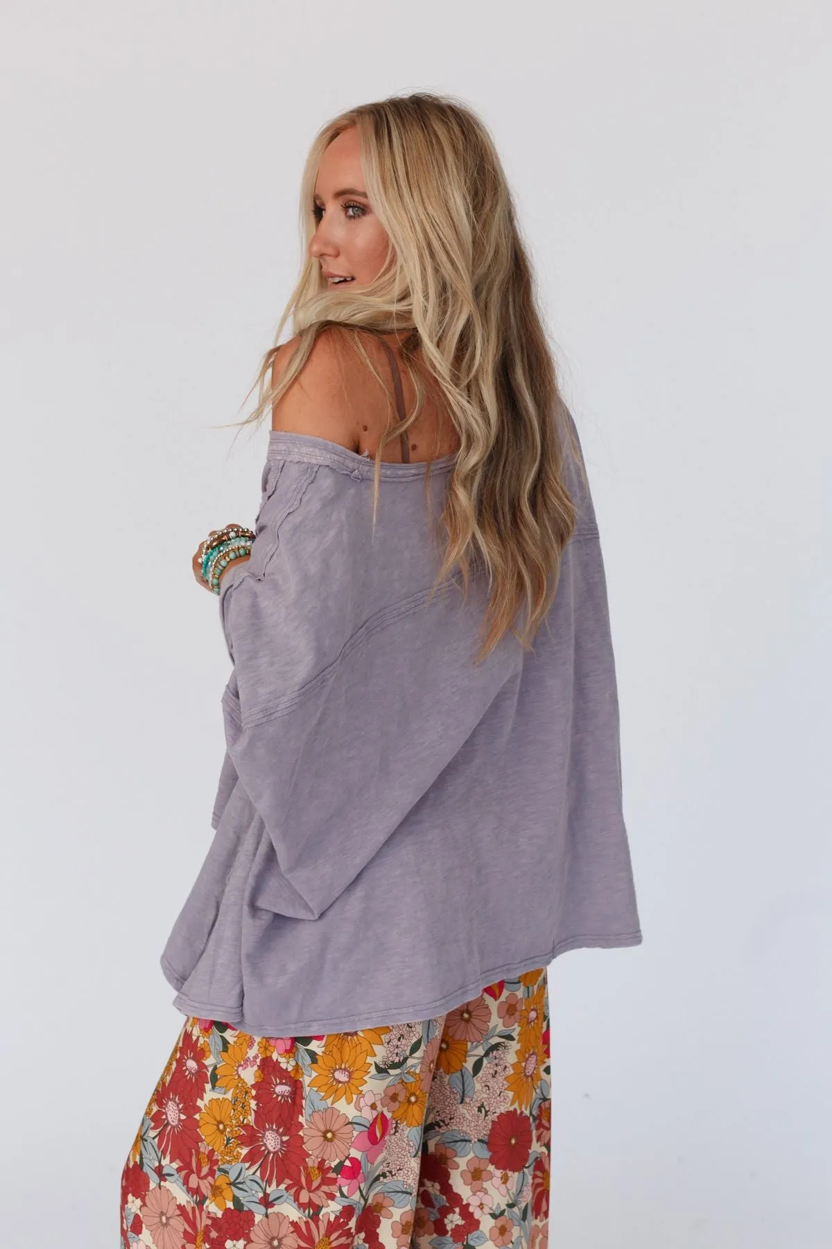 Landon Oversized Top - Lavender