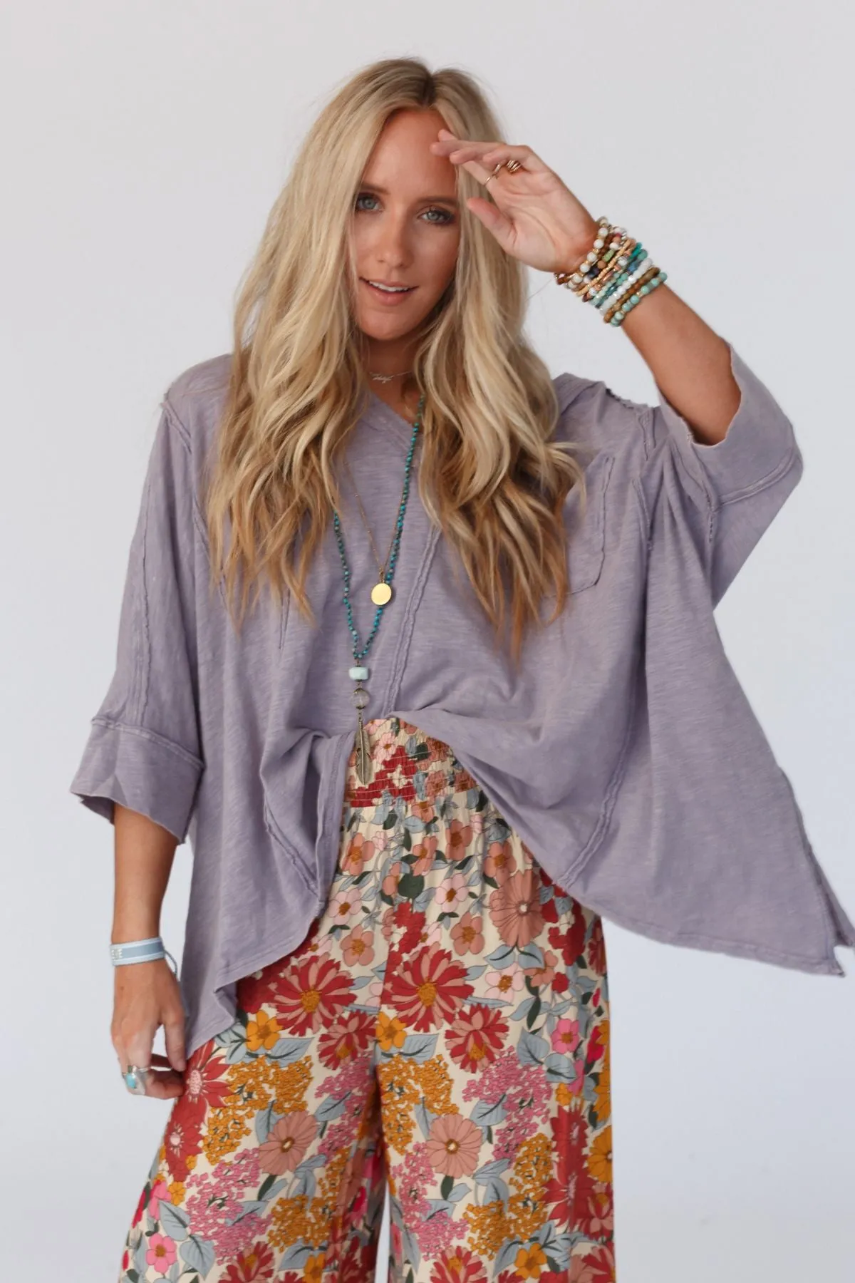 Landon Oversized Top - Lavender