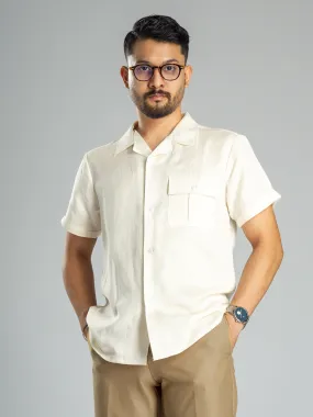 Linen Cuban Collar Shirt - Off White