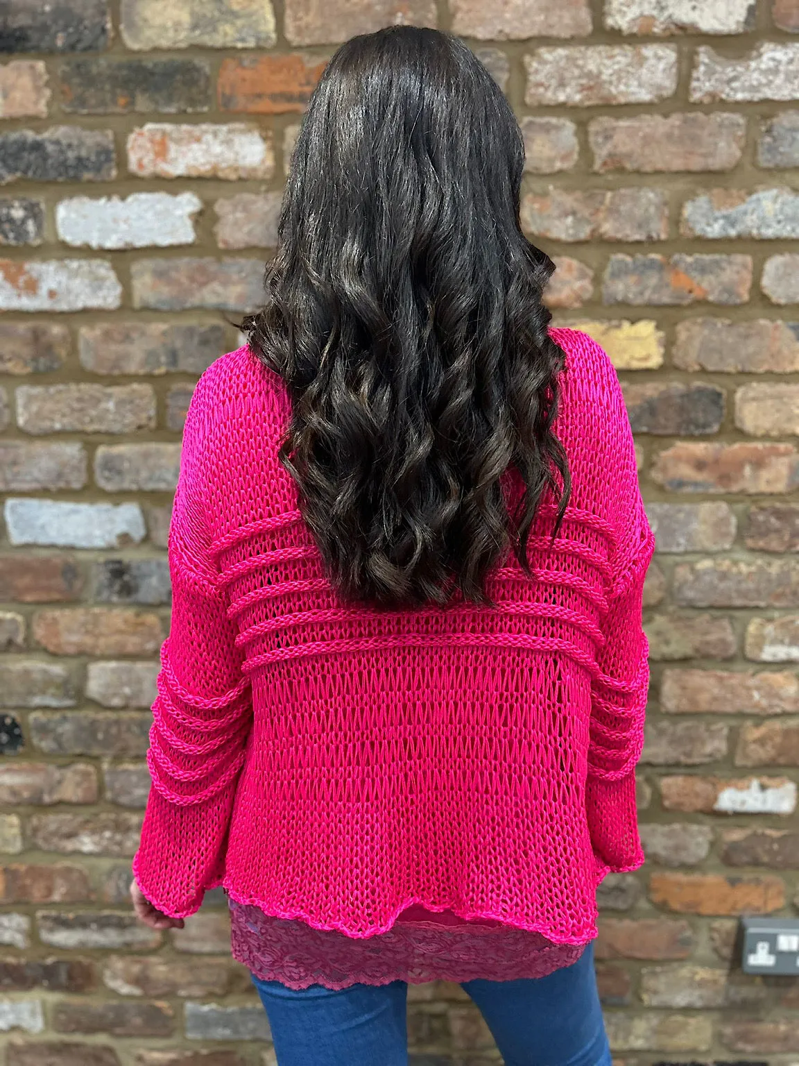 Lipstick Pink Loose Knit Jumper JoJo