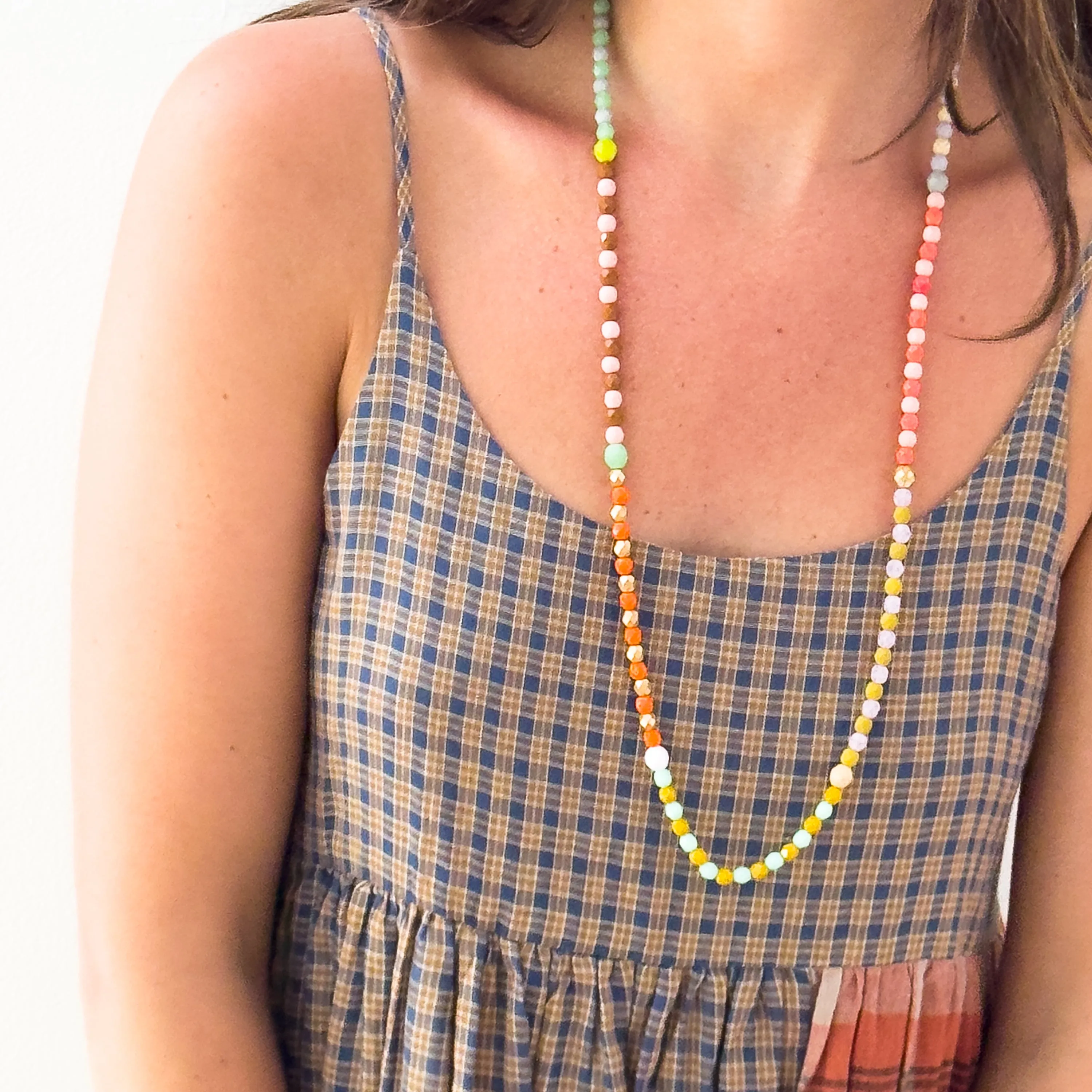 Long Beaded Pastel Necklace