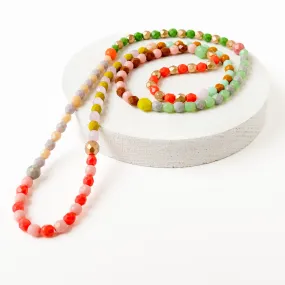 Long Beaded Pastel Necklace