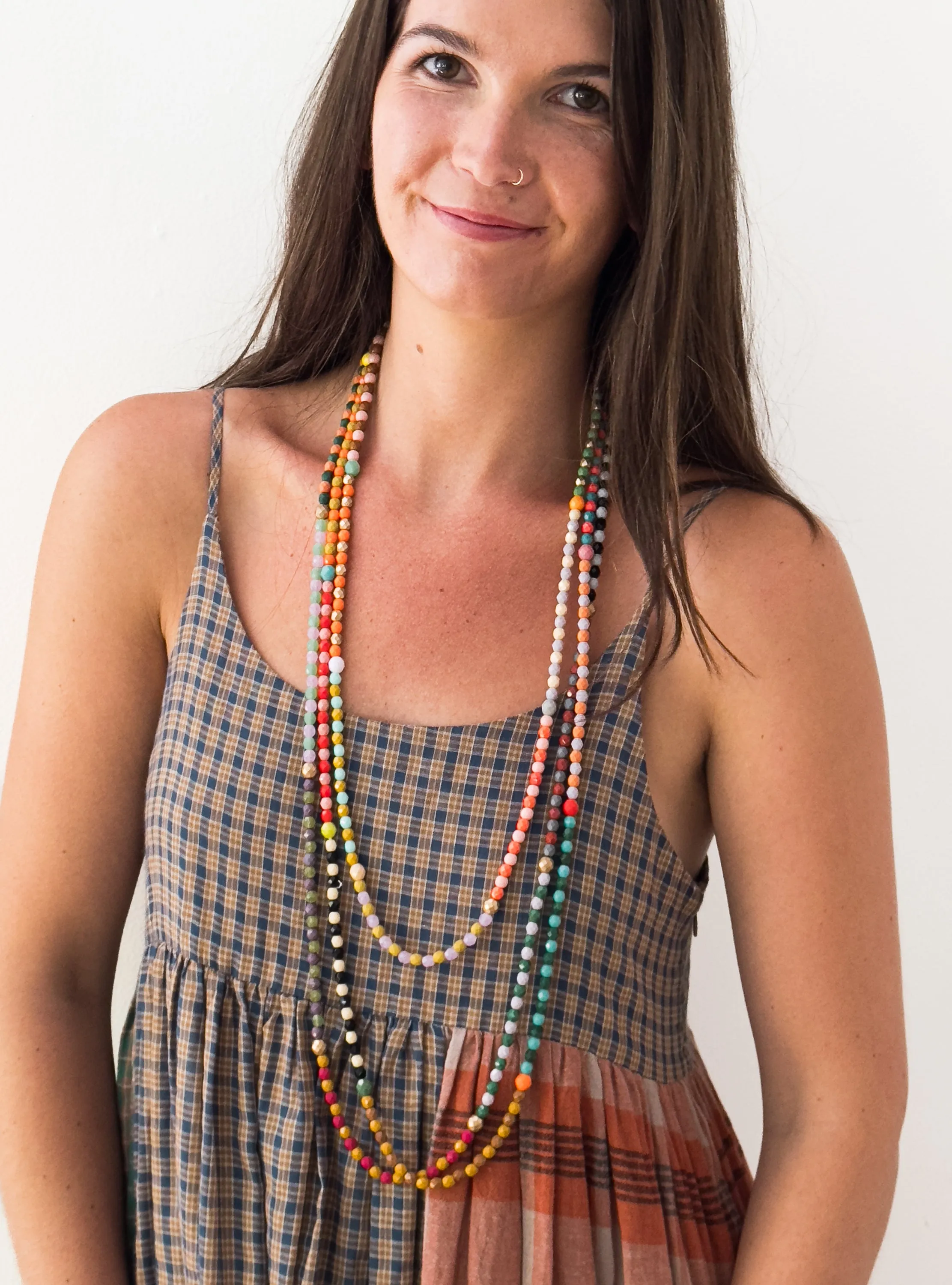 Long Beaded Pastel Necklace