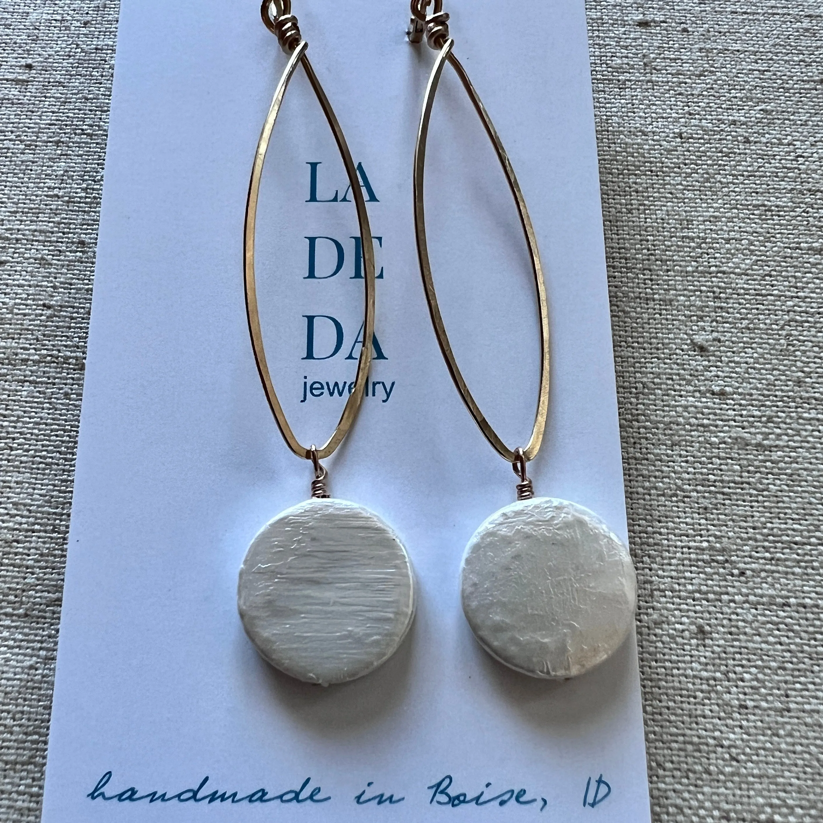 Long Coin Pearl Earrings in Gold