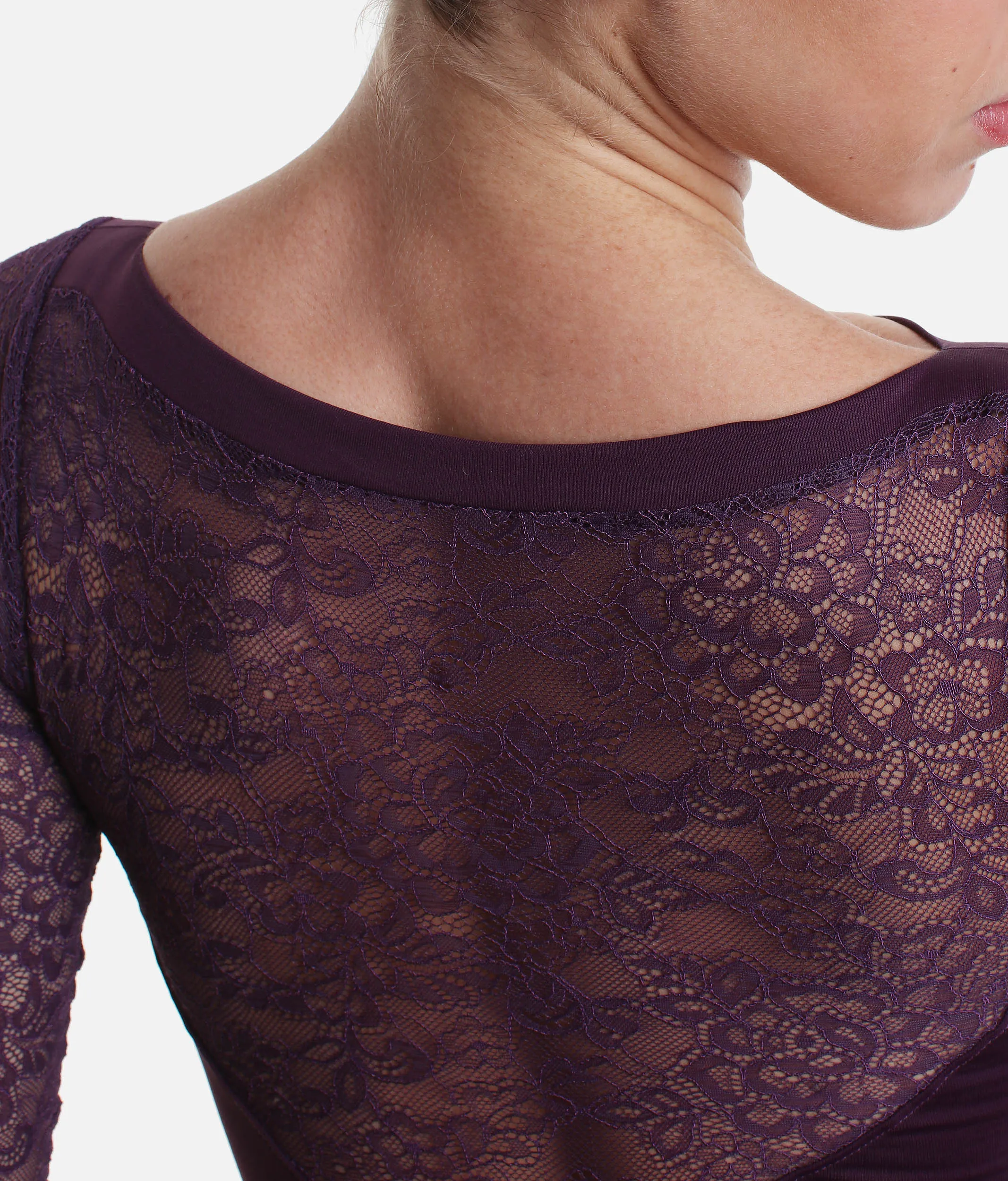 Long Sleeve Dance Leotard, Floral Lace Design - SL109