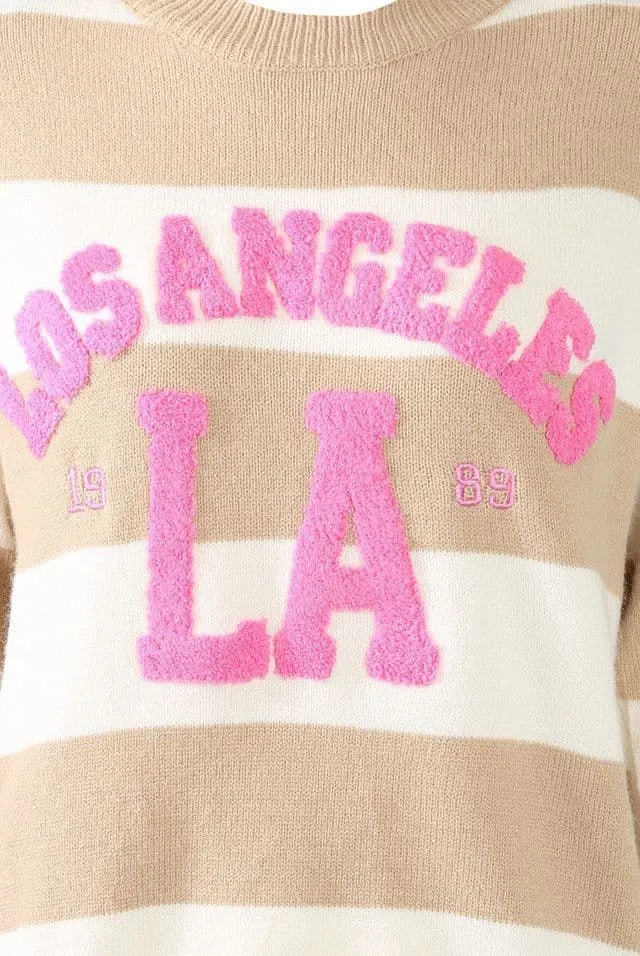 Los Angels Slogan  Striped Jumper