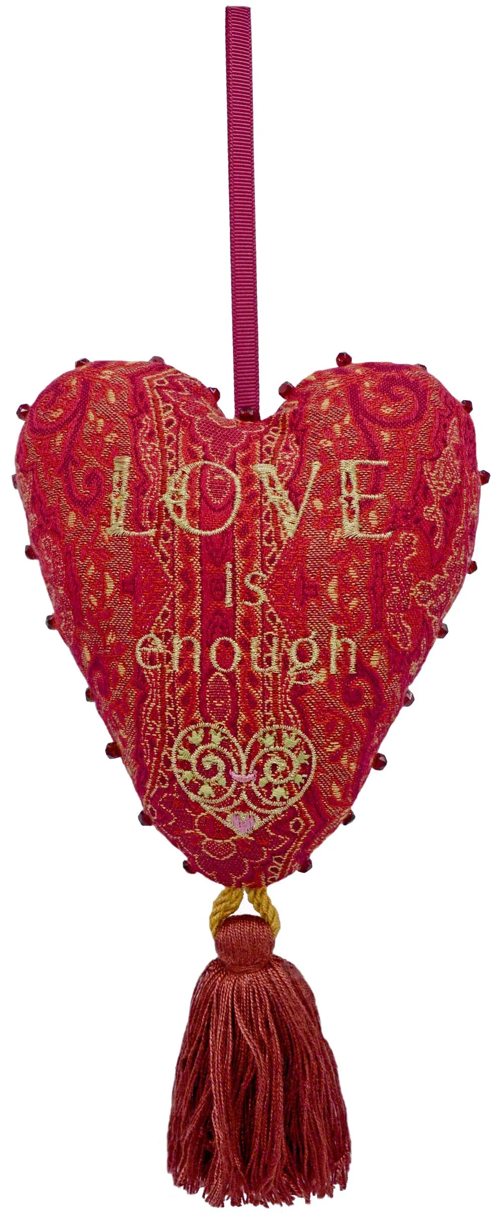 Love is Enough - Love Heart Charm on vintage paisley