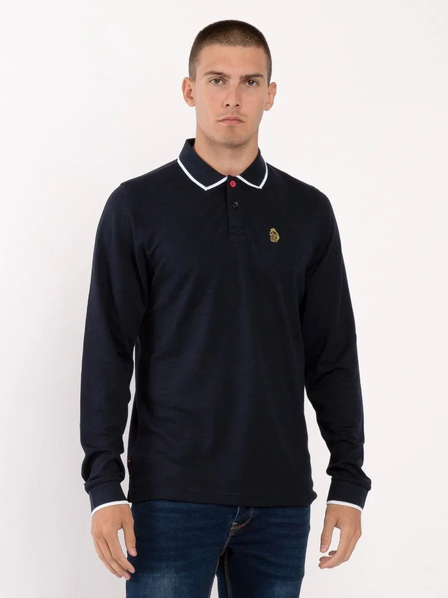 Luke 1977 Meadtastic Sport Long Sleeve Pique Polo Shirt Very Dark Navy